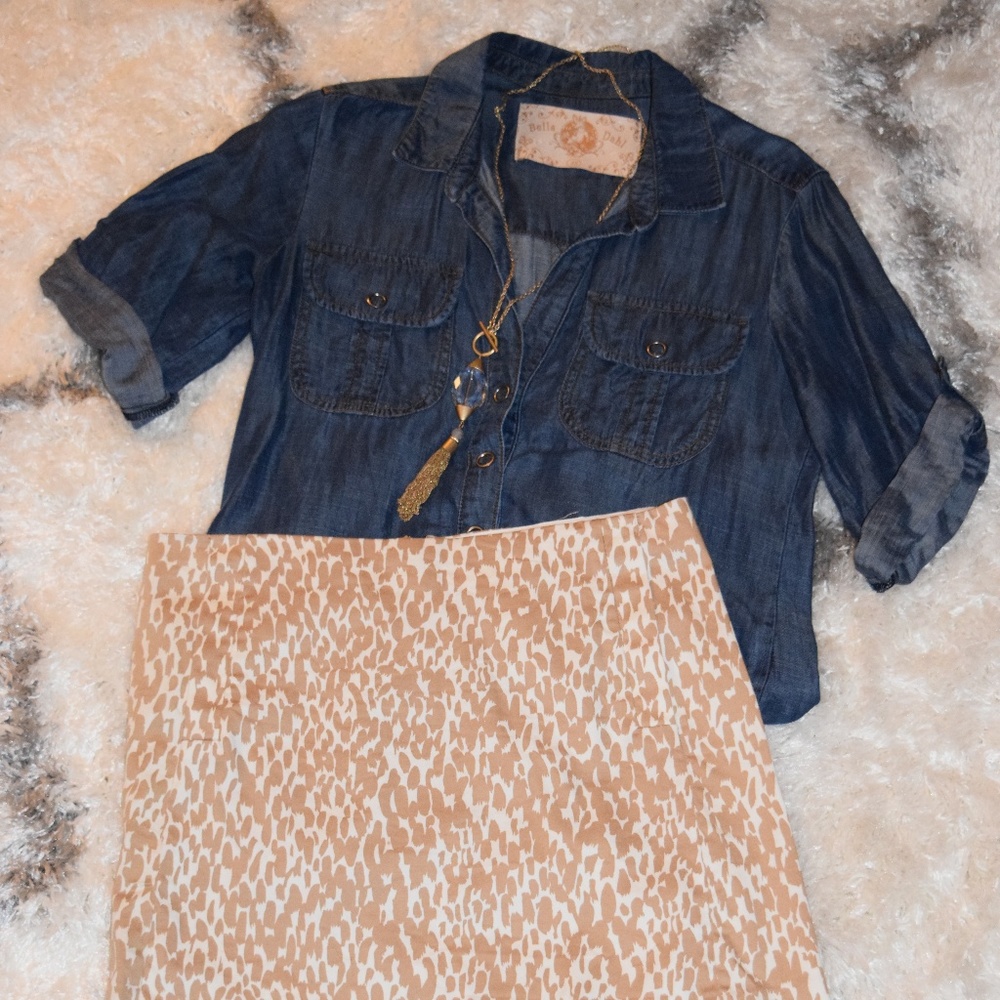 Tan & White J.Crew skirt